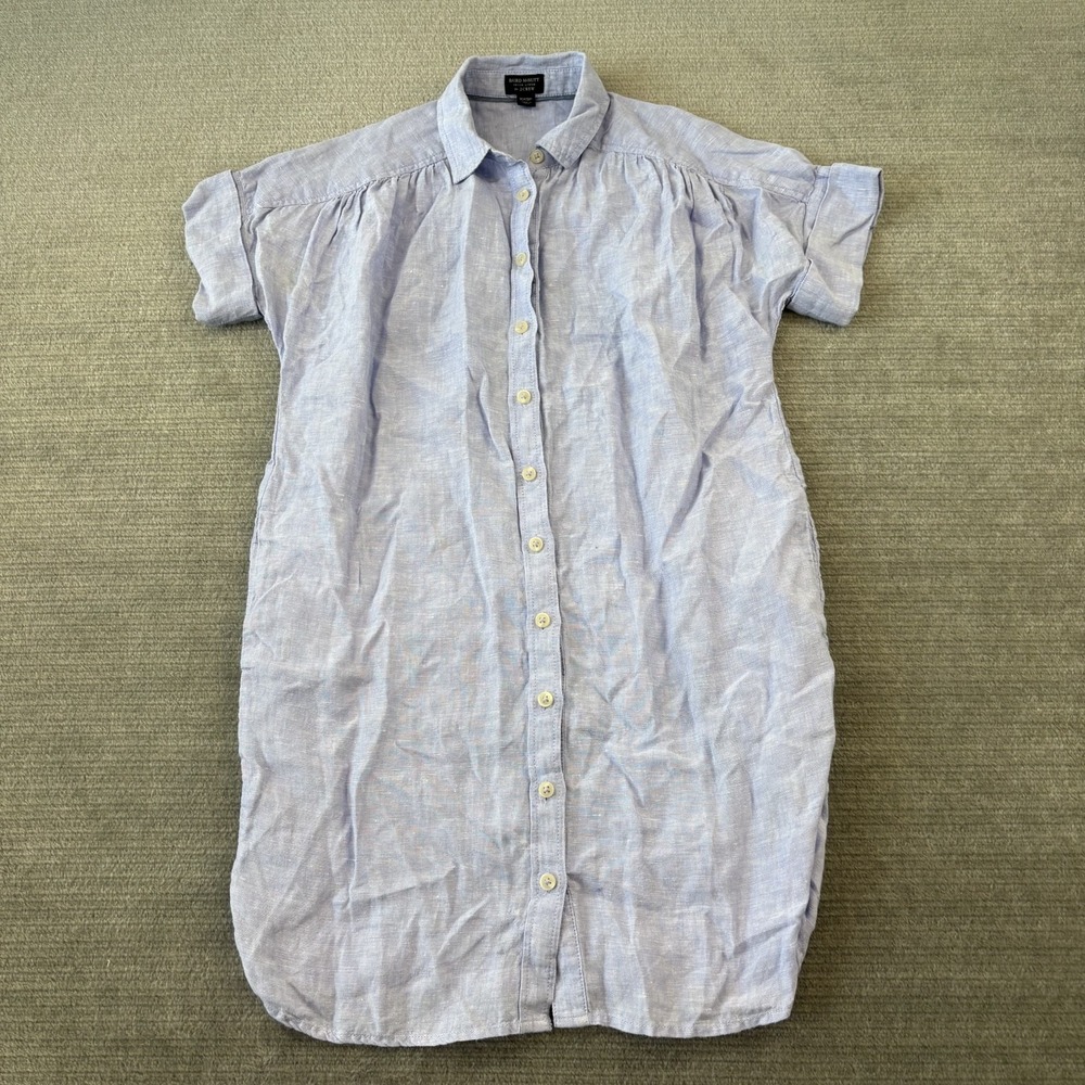 Baird McNutt J Crew Button Down Dress Women XXSP Blue Shirt Irish Linen Pockets